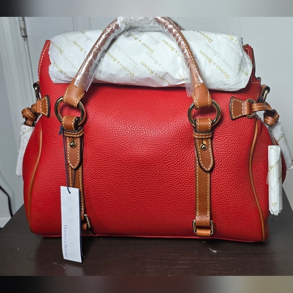 Dooney & Bourke Red Pebbled Leather Large Satchel - Picture 2 of 10